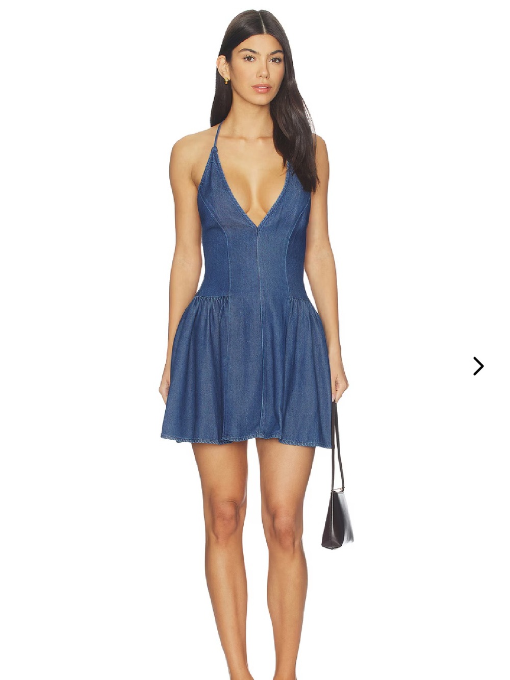 Lovers + Friends Indigo Denim Halter Mini Dress